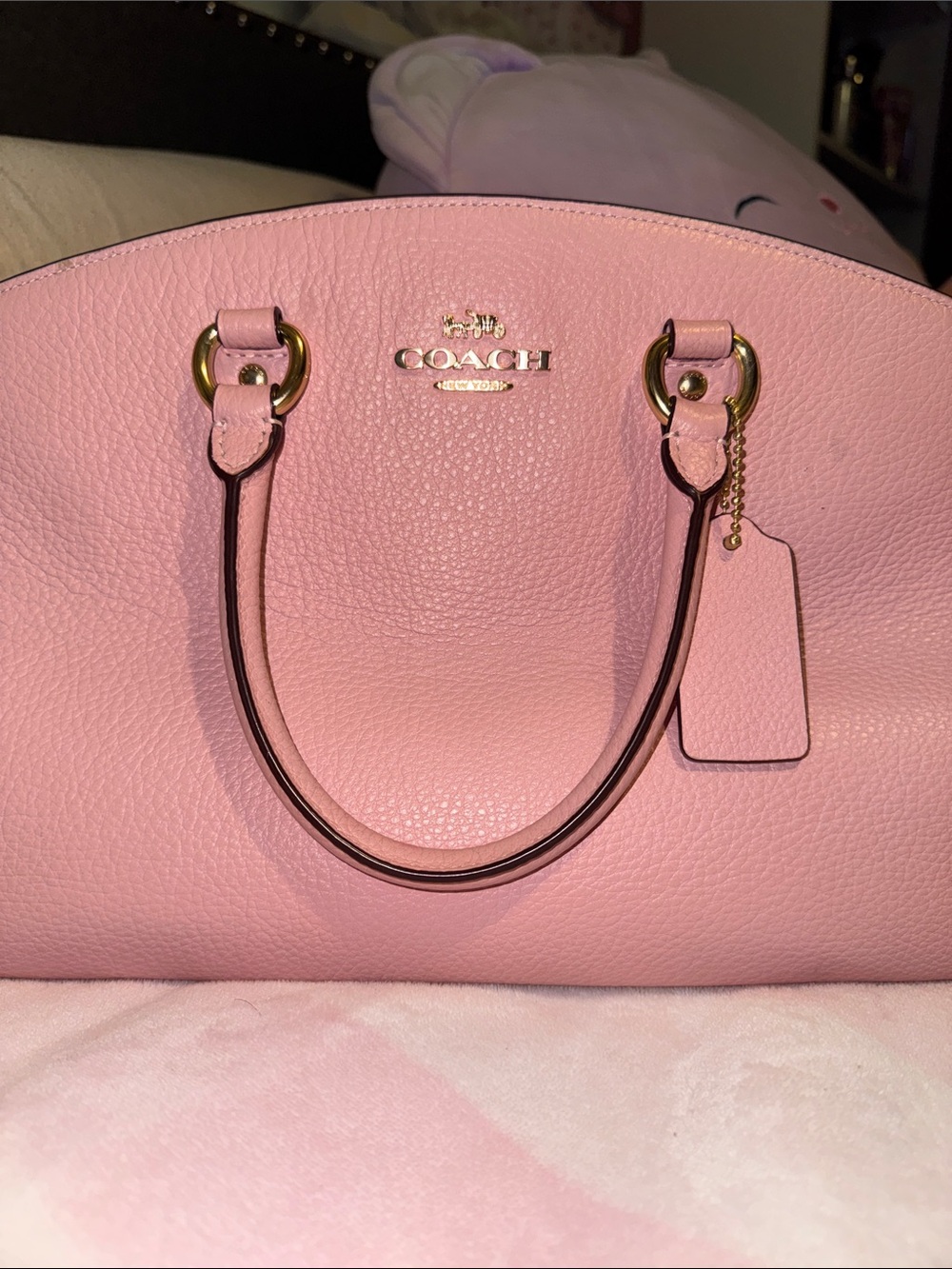 Coach Pink Pebbled Leather  Satchel with Gold Hardware